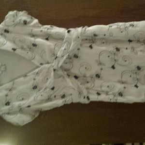 Black and white flowered chiffon blouse