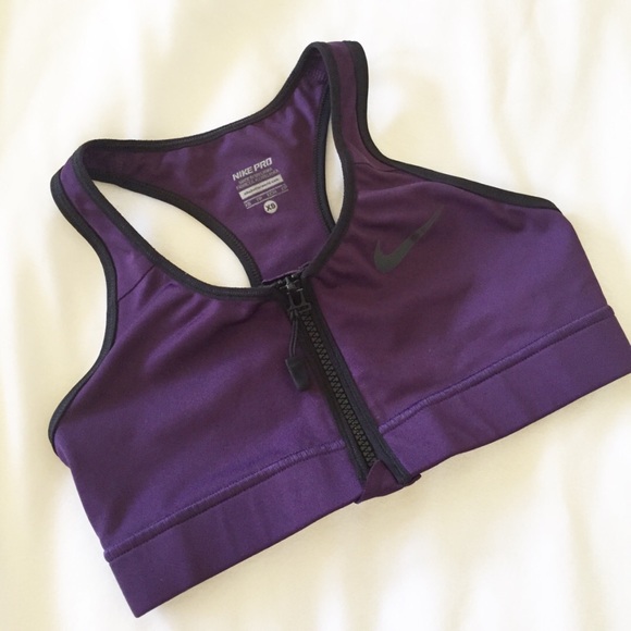 Nike Other - Nike Pro Purple Zip Front Dri Fit Sports Bra