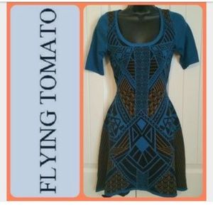 Flying tomato Aztec blue and brown dress