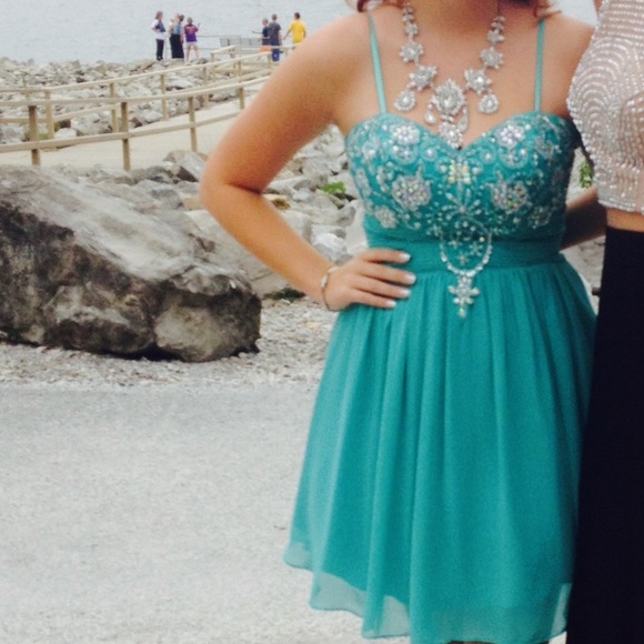 Short teal formal dress