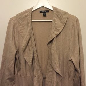 Tan Ruffled Long Cardigan