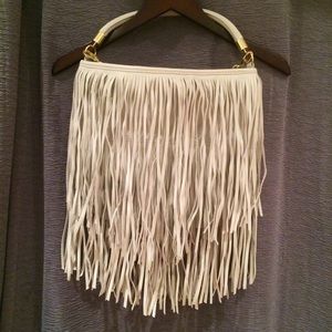 H&M cream fringe purse