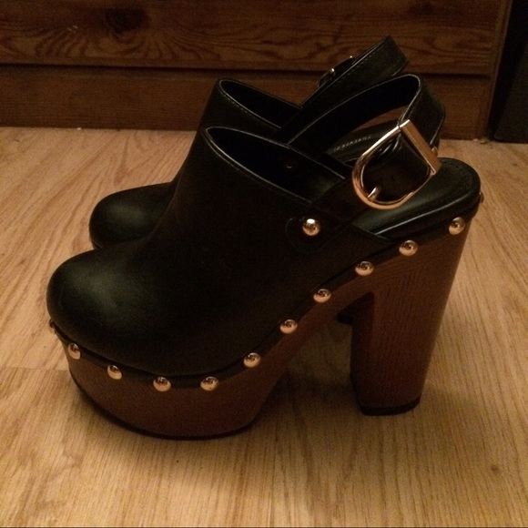 Forever 21 studded fuax suede Clogs with Strap