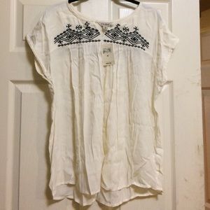 Lucky Brand Blouse, cream and black detailing