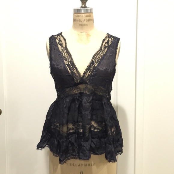 Never worn Free People Black Lace Top