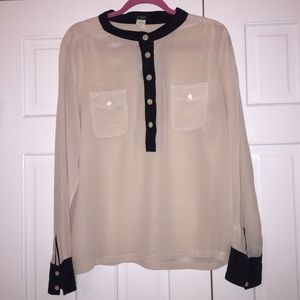 J.Crew Color Block Trim Blouse