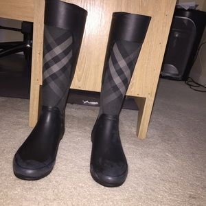 Burberry Check Panel Rain Boots
