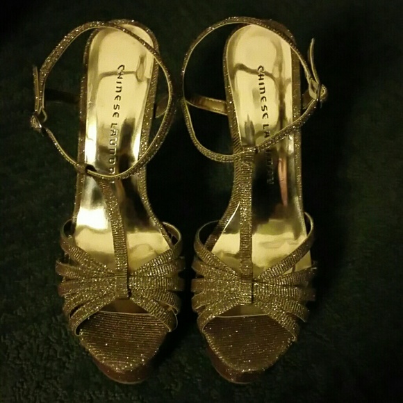 Gold sparkly shoes