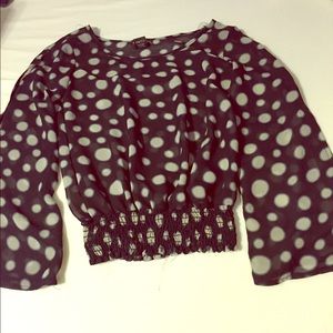 Navy polka dot shirt!