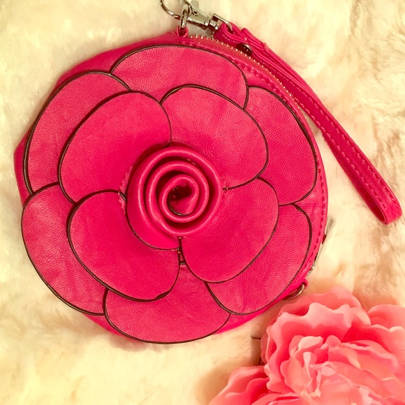 Pink flower wristlet
