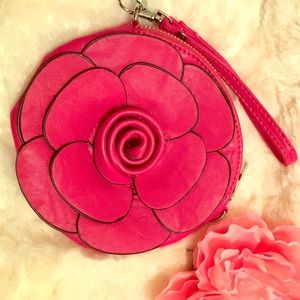 Pink flower wristlet