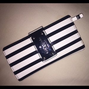 Kate spade black and white stripped wallet