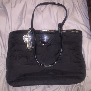 Authentic black Coach tote with zipper!