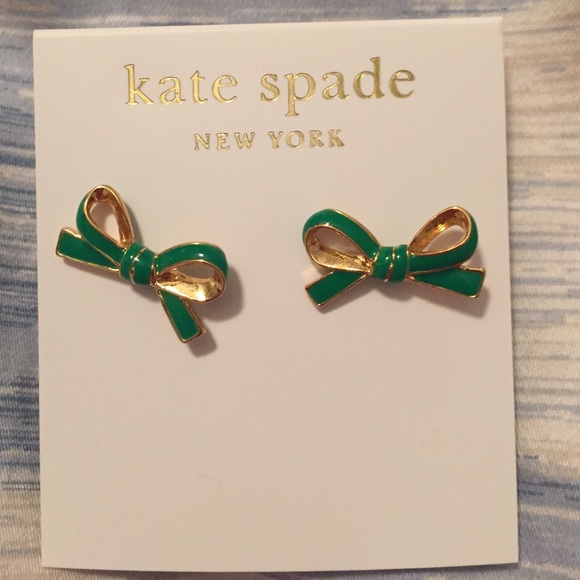 Kate spade green bow earrings