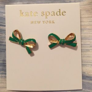 Kate spade green bow earrings