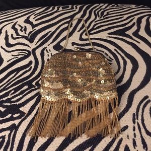 Gold sequined evening bag