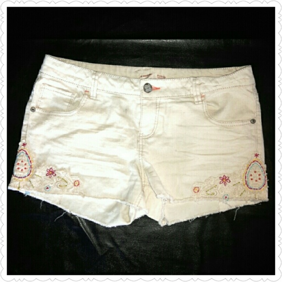BOHO White Denim Shorts