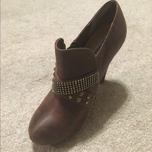 Bedazzled brown booties