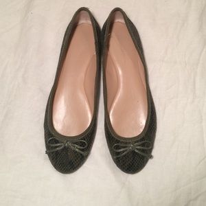 BR olive green snake skin flats