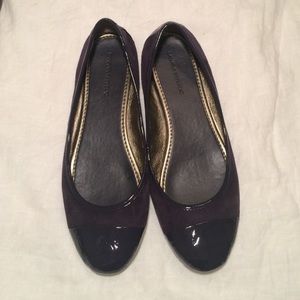 BR dark purple suede and patent ballet flats