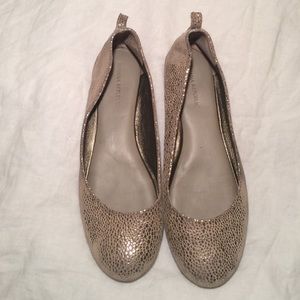 Gold foil leather ballet flats and silver for 30