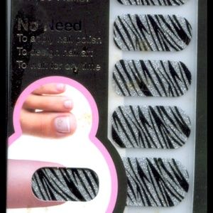 Zebra Silver Black Nail Wraps Stickers Decals