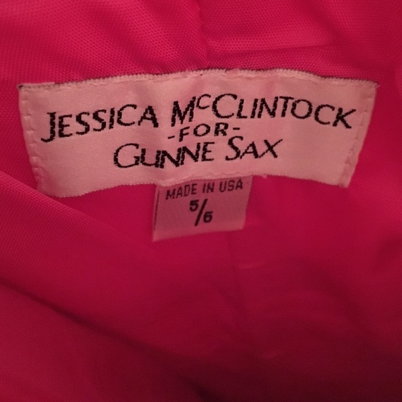 Jessica McClintock Bright Pink Tea Length Gown - Picture 3 of 4