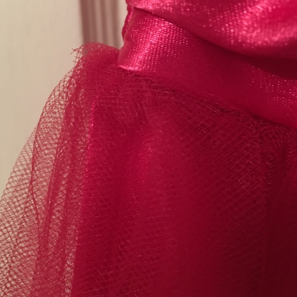 Jessica McClintock Bright Pink Tea Length Gown - Picture 4 of 4