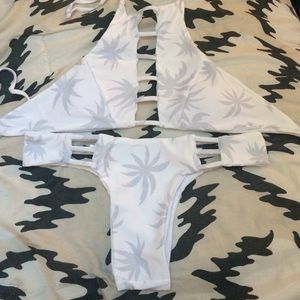 L White Tree Brazilian Bikini Top