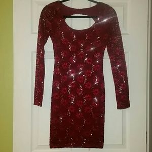 Burgandy sequined dress