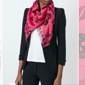 Iconic red/black Alexander McQueen silk scarf