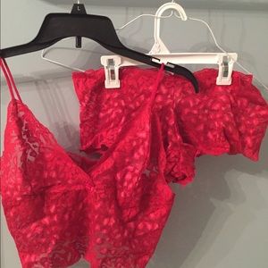 Red lingerie set. Size XL(I'd say around a 10)