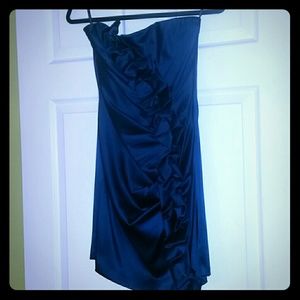 Blue strapless party dress