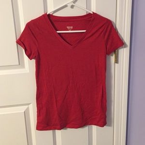 Red V-neck t-shirt
