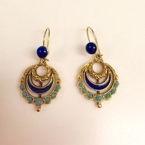 ON HOLD - Blue and Gold Earrings