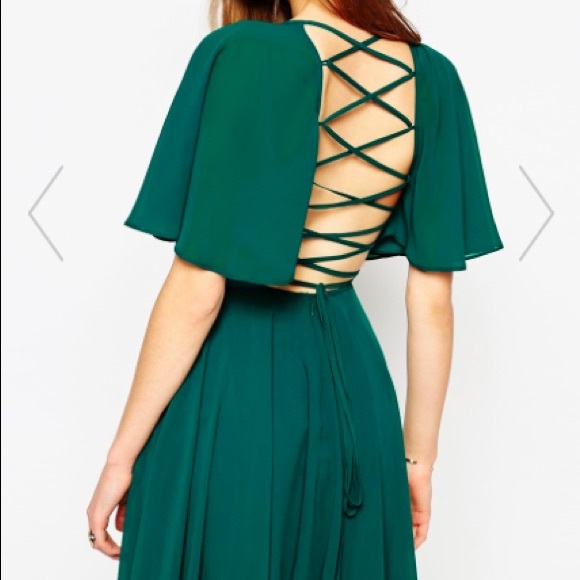 ASOS Lace Up Back Caftan Sleeve Midi Dress