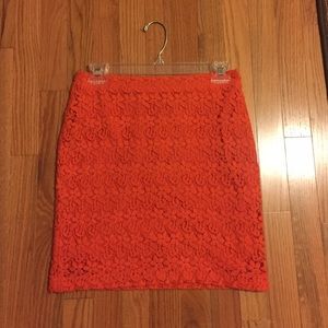 Orange Flowered lace skirt