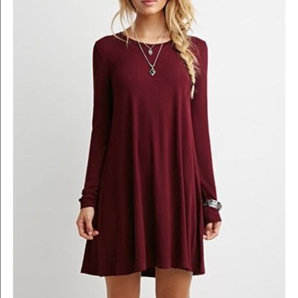 Long sleeve maroon dress