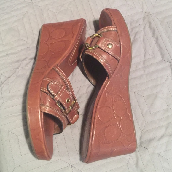 Coach Leather Wedge Sandals *Authentic* - Picture 2 of 4