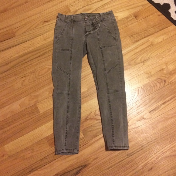 Army green ankle length jeans