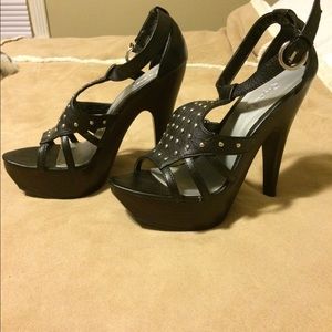 Qupid Black Studded High Heels