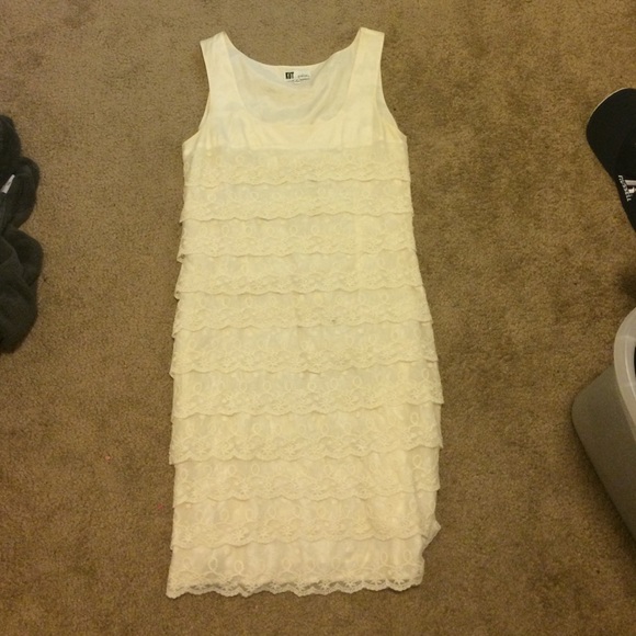 KUT White Ruffle Dress