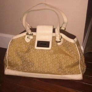 Tan DKNY handbag