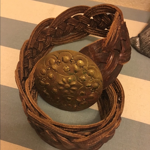 Brown faux leather belt
