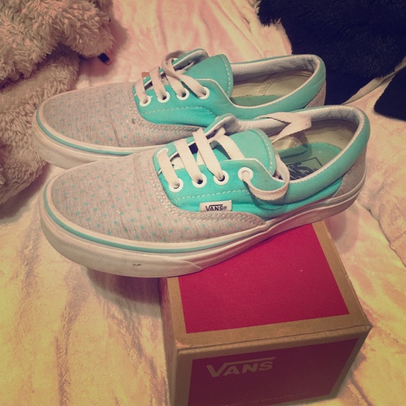 Mint green and grey vans.