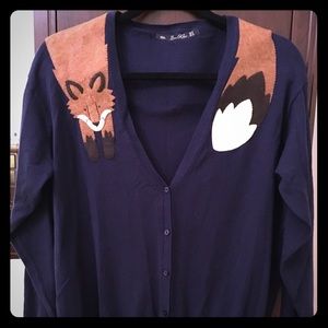 Zara / Etsy Navy Fox Cardigan