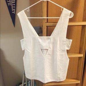 White cutout tank top
