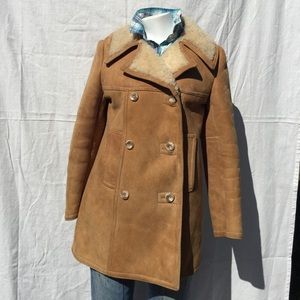 Vintage Leather Sheepskin Sherpa Handmade Car Coat