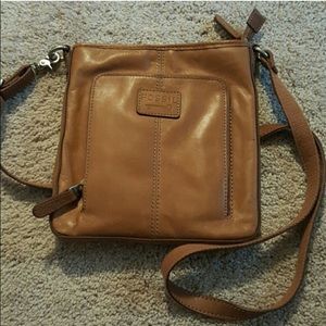 Fossil vintage brown leather cross body purse
