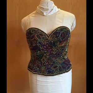 Oleg Cassini beaded party top
